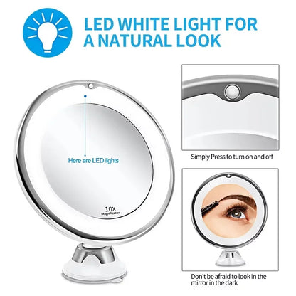 Flexible LED Lighted 10x Magnifying Makeup Mirror - Smarsty
