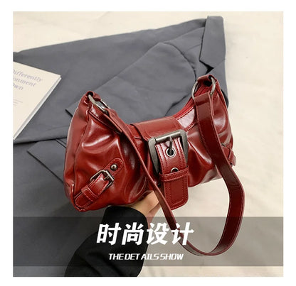 Vintage Leather Shoulder Mini Bag Y2K Wasteland Style - Smarsty