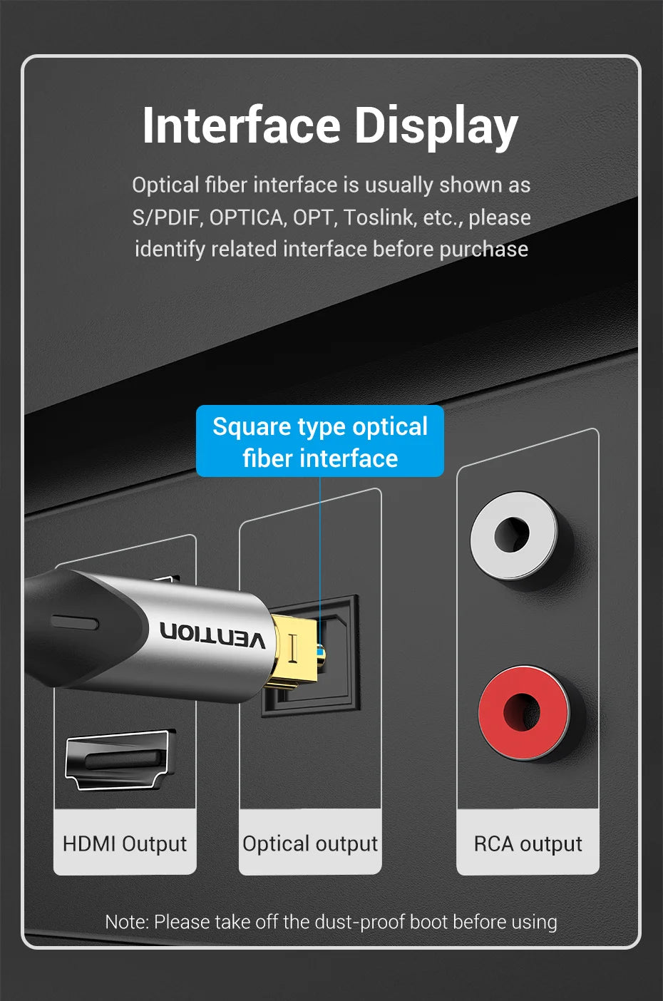 Vention Digital Optical Audio Cable for Superior Sound Quality - Smarsty