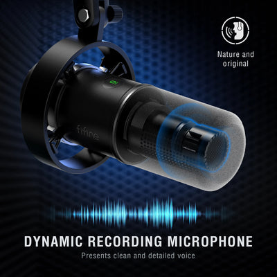 FIFINE USB XLR Microphone with Gain Control and Mute - Smarsty