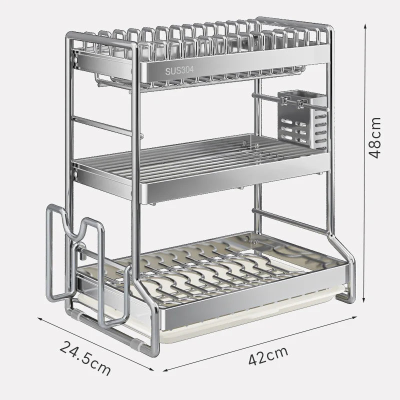 New Dish Drainer Kitchen Storage Organization Stainless Steels Drainer Kitchen Dishes Kitchenware Tableware Drainer Board Rack