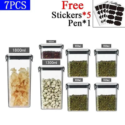 460-1800ml Sets Kitchen Stackable Sealed Jar Plastic Food Storage Box Multigrain Tank Bottle Dried Fruit Tea Storage Containers by Smarsty