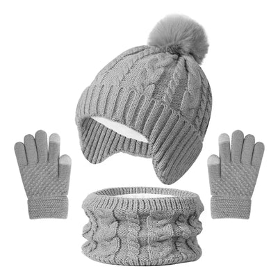 Kids Winter Hat Scarf Gloves Set Fleece Lined Warm - Smarsty