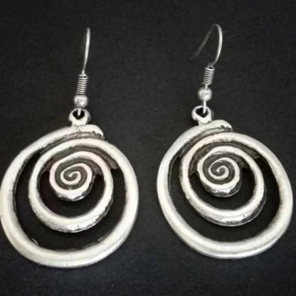 Retro Silver Round Dangle Earrings for Women Fashion Accessories - Smarsty