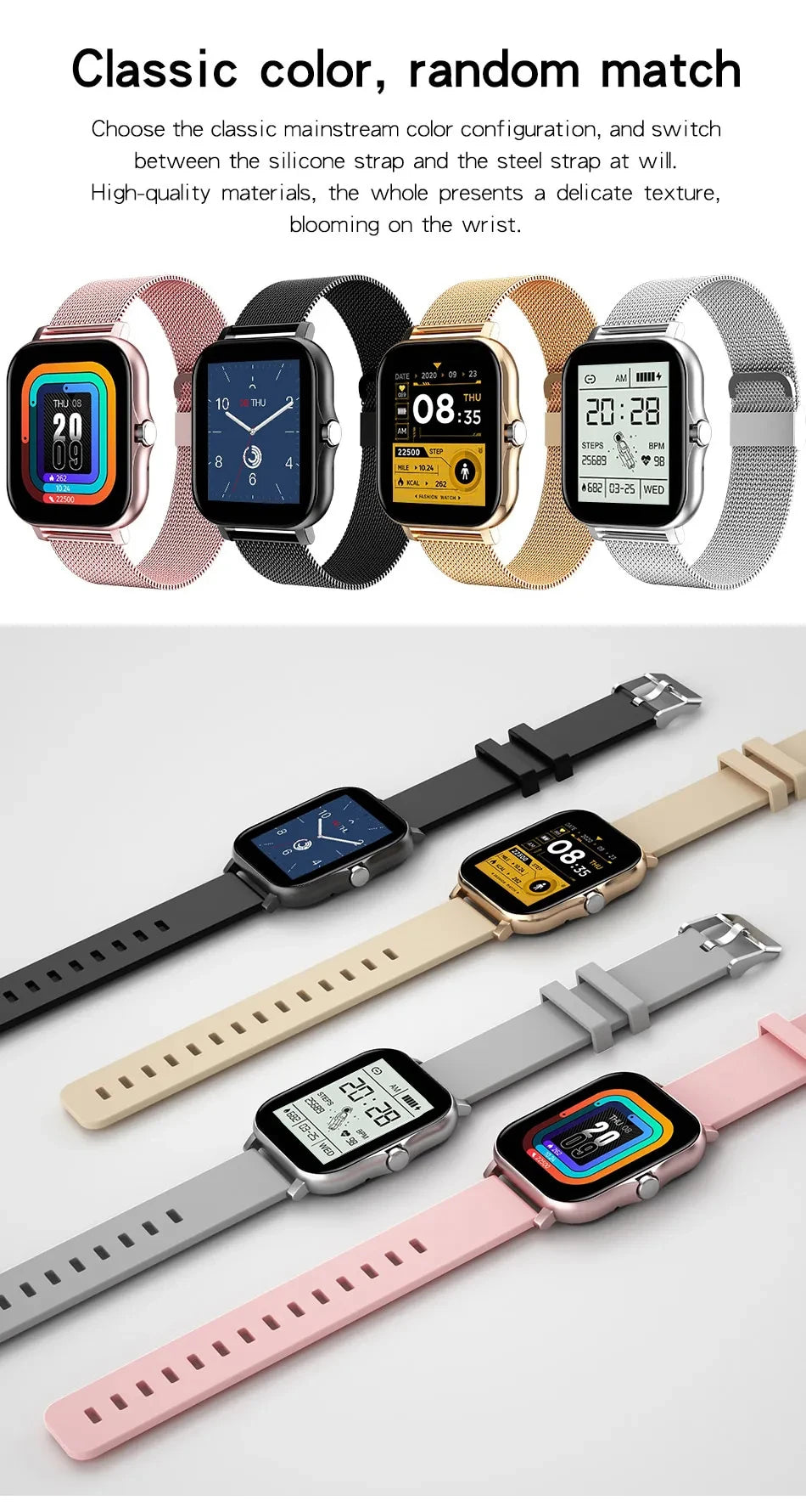 Bluetooth Smart Watch with Touch Call and Fitness Tracker - Smarsty