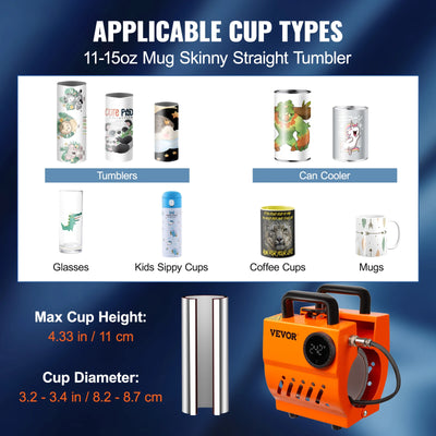 SucceBuy 11oz-15oz Mug Heat Press Mini Gift Ceramic Cup Presser Tumbler DIY Handheld Sublimation Blanks Auto Printing Machine