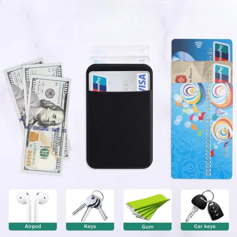 Fashion Elastic Cloth Cell Phone Card Holder Mobile Phone Wallet Case Credit ID Card Holder Adhesive Sticker Pocket Money Bag