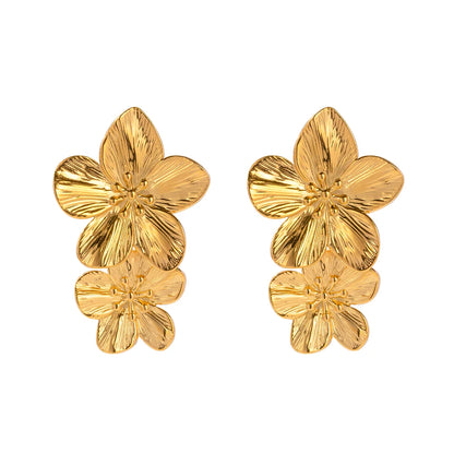 Vintage Gold Flower Drop Earrings for Women Stylish Design - Smarsty