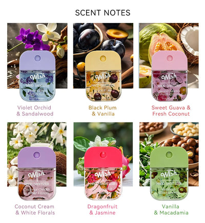 4 Power Spray Moisturizing Hand Sanitizer Spray, Containing Coconut, Watermelon, Sugar, Cucumber, Cherry Blossom And Other Flavo