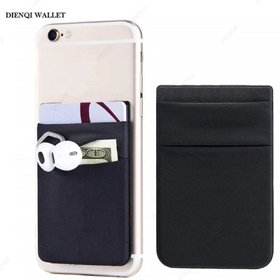 Fashion Elastic Cloth Cell Phone Card Holder Mobile Phone Wallet Case Credit ID Card Holder Adhesive Sticker Pocket Money Bag - Smarsty