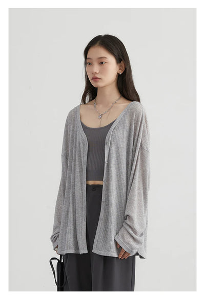 CHIC VEN Women's Cardigan New V-neck Long Sleeved Female Shirt Female Jumpers Sun Protection Woman Top Spring Summer 2024 - Smarsty