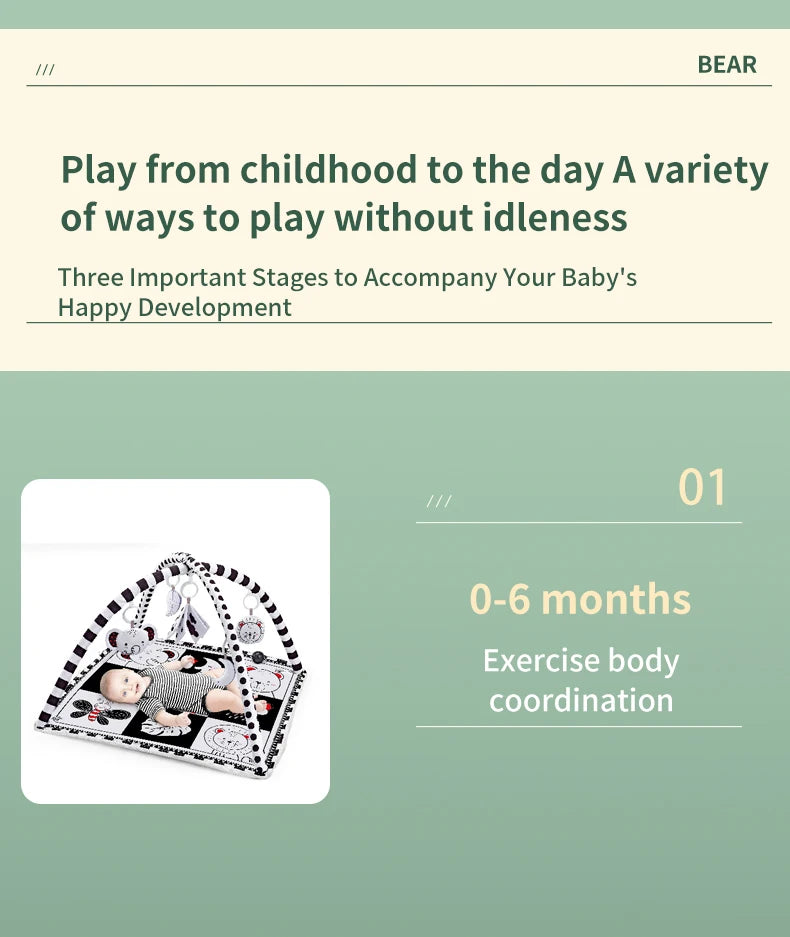 Baby Play Gym Mat With Rack For Tummy Time Crawling - Smarsty