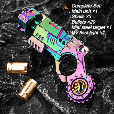 Shell-Ejecting Alloy Toy Pistol Set Stress Relief Fidget Sensory Toy Mini Finger Spinning Top EDC Desk Gadget Gift for Teen Boys - Smarsty