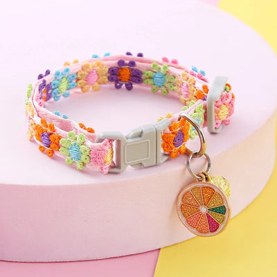 Pet Collar With Bell Cartoon Footprint Colorful Dog Puppy Kitten Collar Adjustable Safety Bell Ring Necklace Pet Accessories - Smarsty