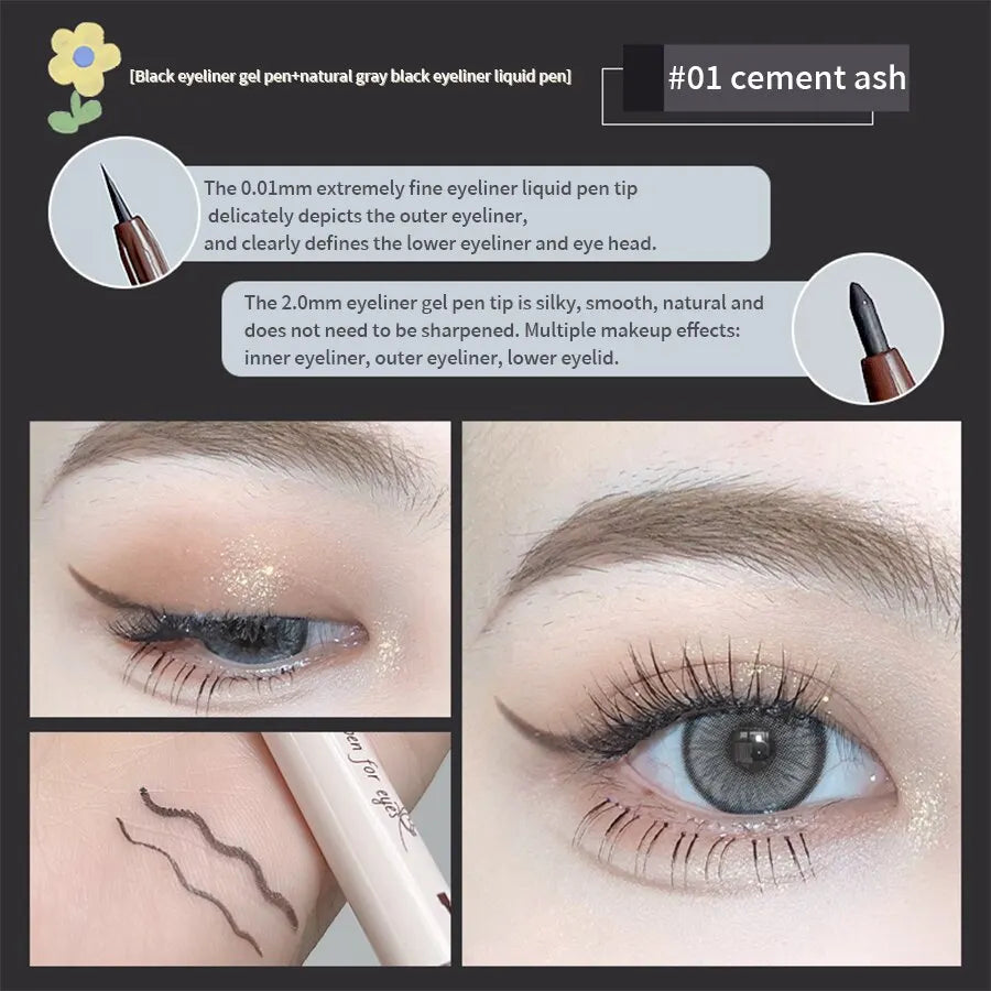 Double Head Eyeliner Pen with Fine Tip Waterproof - Smarsty