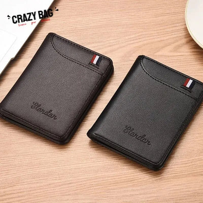[Crazy Bag] Ultra Thin Men's Wallet Vertical Small Card Holder - Smarsty