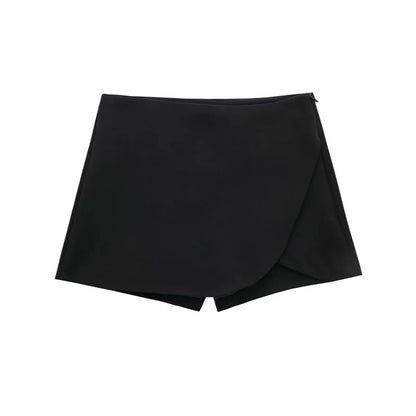 MUJER 2025 Black Mini Skirt Shorts Woman Fashion Asymmetric Skort For Women High Waist Short Skirts Woman Summer Casual Shorts - Smarsty