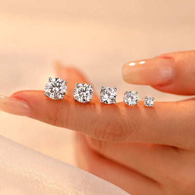 Moissanite Stud Earrings Sterling Silver Bridal GRA - Smarsty