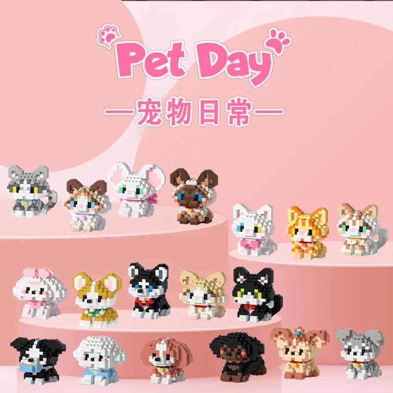 Animal Small Particle Dog Cat  Mini Building Blocks DIY Assembly Brick Sets Educational Toys for Kid 10 To 12 Year Birthday Gift