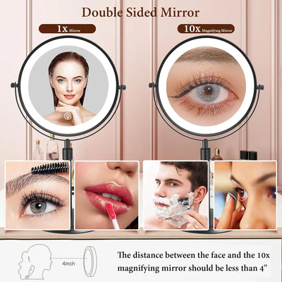8 Inch Makeup Mirror With Light And 10X Magnification - Smarsty