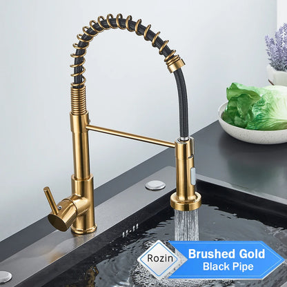 Brushed Nickel Kitchen Faucet with 360 Degree Rotation - Smarsty