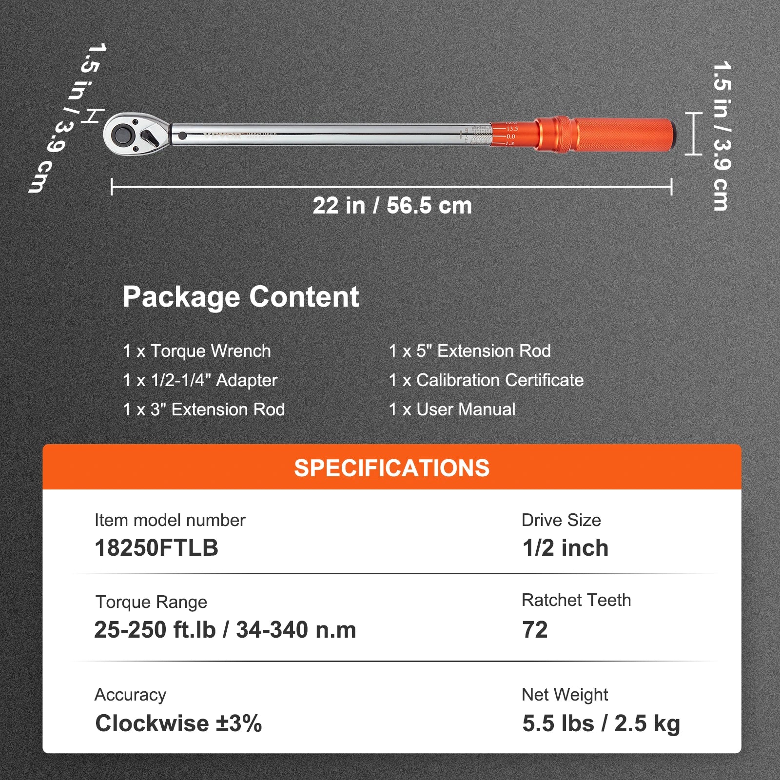 SucceBuy 1/2" 1/4" 3/8" Mechanical Torque Wrench Set Precision Pointer Hand Tools Torque Wrench Mechanical Car Repair Tool