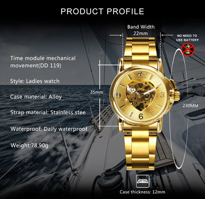 Elegant Luxury Automatic Skeleton Watch for Women - Smarsty