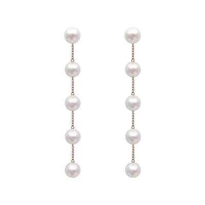 Pearl Long Earrings With Rhinestones For Wedding Fashion - Smarsty