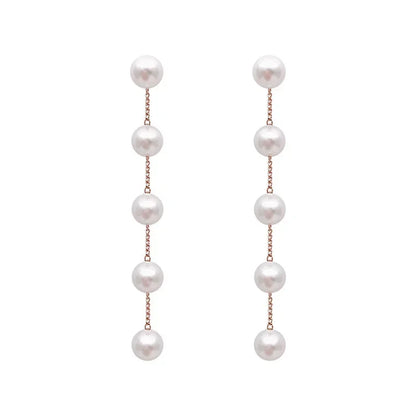 Pearl Long Earrings With Rhinestones For Wedding Fashion - Smarsty