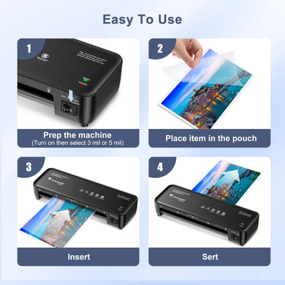 Bonsaii 9-Inch Thermal Laminator with Never Jam Tech for Docs, Posters, Photos - Simple & Convenient for Home, Office, School - Smarsty