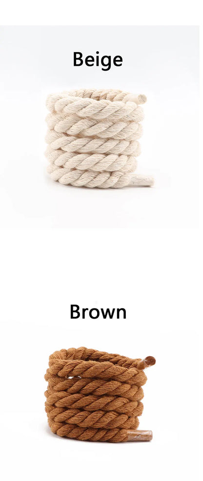 Quality Round Shoelaces Colorful 1CM Thicker Cotton Shoelace Running Sneakers Laces 1Pair 100/120/140CM Boots Shoe laces Shoes