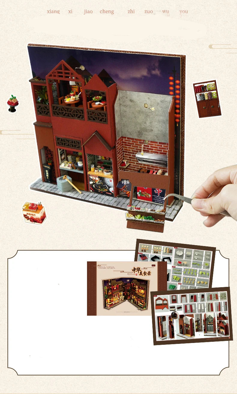 Diy Book Nook Doll House Miniature Wooden Bookshelf Shelf Insert Miniatures Home Model Kit Dollhouse Birthday Toy Gifts by Smarsty