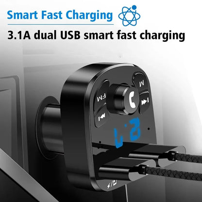 Car Bluetooth FM Transmitter Dual USB Fast Charger - Smarsty