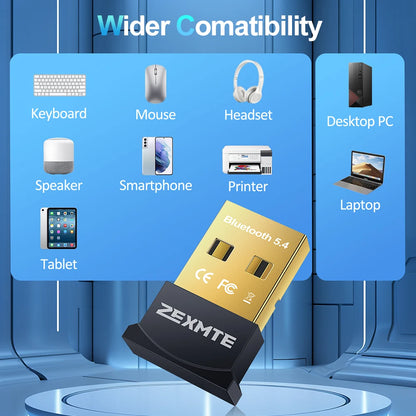 USB Wireless Bluetooth Adapter Bluetooth 5.4 USB Transmitt for PC Dongle Adaptador Wireless Mouse Keyborad Music Audio Receiver