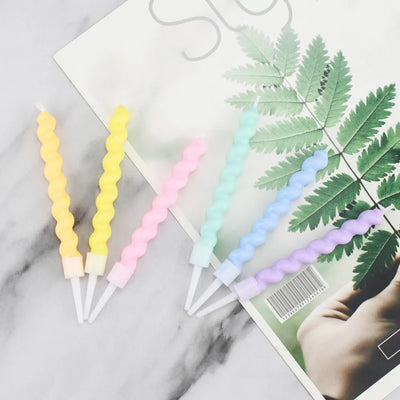6/12/48pcs/1case Birthday Candles Spiral Cake Candles  Long Thin Cake Candles For Wedding Party And Cake Decoration - Smarsty