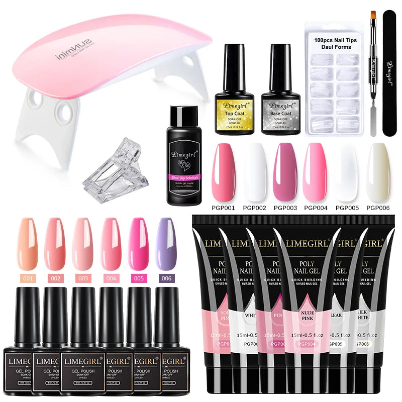Acrylic Gel Nail Extension Kit with UV LED Lamp - Smarsty