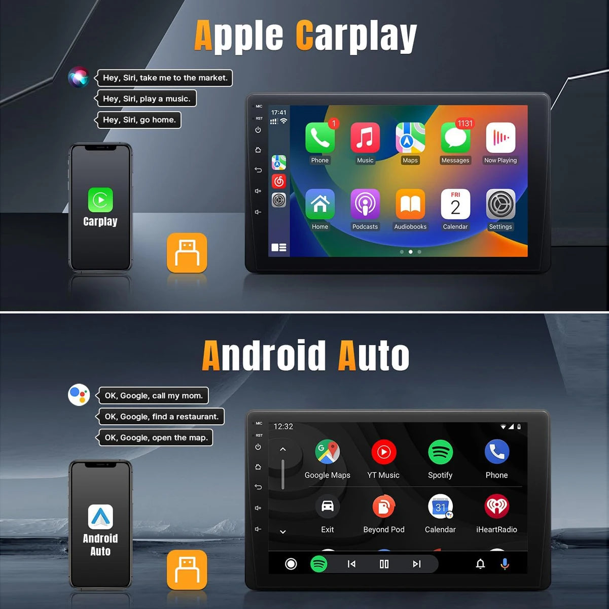 9 Inch Touchscreen Car Stereo With CarPlay And Android Auto - Smarsty