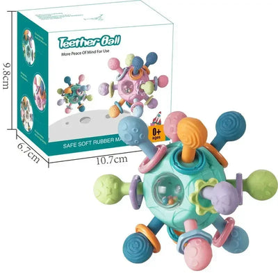 Baby Toys 0 12 Months Rotating Rattle Ball Grasping Activity Baby Development Toy Silicone Teether Baby Sensory Toys for Babies - Smarsty