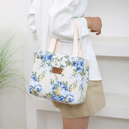 Insulated Floral Lunch Bag Large Capacity Bento Cooler - Smarsty
