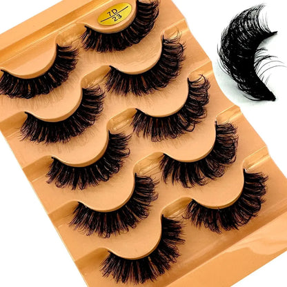 3D Natural Cat Eye False Eyelashes Fluffy Soft 5 Pairs - Smarsty