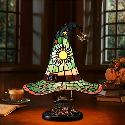 Witch Hat Lamp - Gothic Wizard Hat Light with Purple to Yellow Gradient, USB-Powered Tabletop Decoration for Halloween