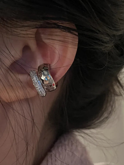 Silver Crystal Tassel Non Piercing Ear Cuff Clip Earrings - Smarsty