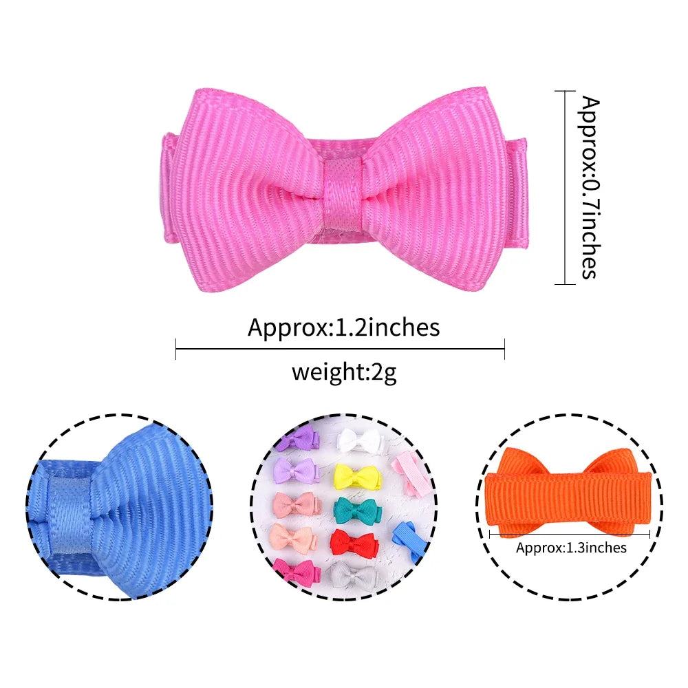 Mini Hair Bows Clip For Baby Girls Ribbon Covered Secure - Smarsty