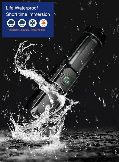LED Camping Torch Flashlight High Power Rechargeable USB Spotlight Zoom Lantern Built-in Battery For Fishing Outdoor Waterproof - Smarsty
