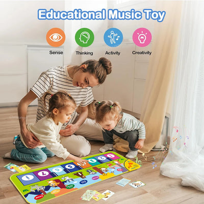 Piano Mat for Kids Kids Toddlers Floor Keyboard Dance Mat Baby Fitness Play Animal Music Blanket Instrument Toys Girl Boy Gift