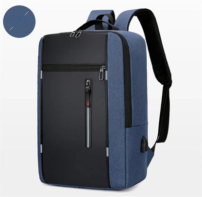 Men's Waterproof Oxford Laptop Backpack 15.6 Inch with USB Charging Port High Capacity Business Travel School Bag - Smarsty