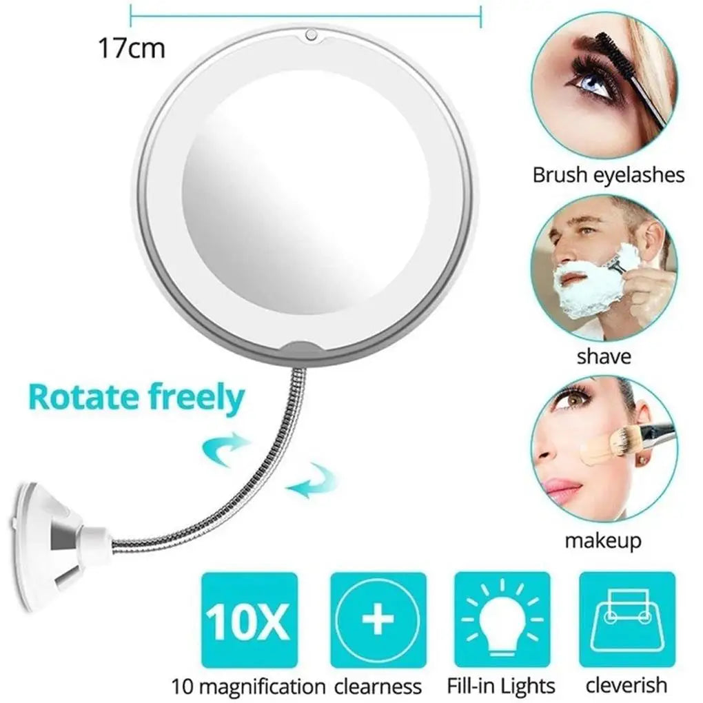 Flexible Gooseneck Makeup Mirror with Bright LED Light - Smarsty