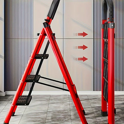 4-step ladder set: multifunctional foldable lightweight, wide-thick sturdy, safe handle + wide non-slip steps, for home/outdoor/