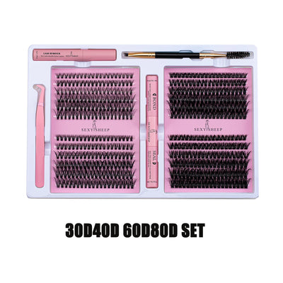 DIY False Eyelashes Clusters Extensions Individual Lashes Cluster Natural Segmented With glue,Remover,lash brush，tweezers - Smarsty