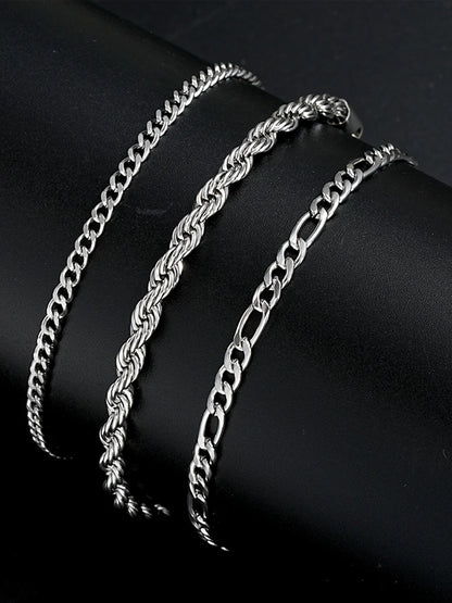 Stainless Steel Cuban Chain Bracelet Set for Men - Smarsty